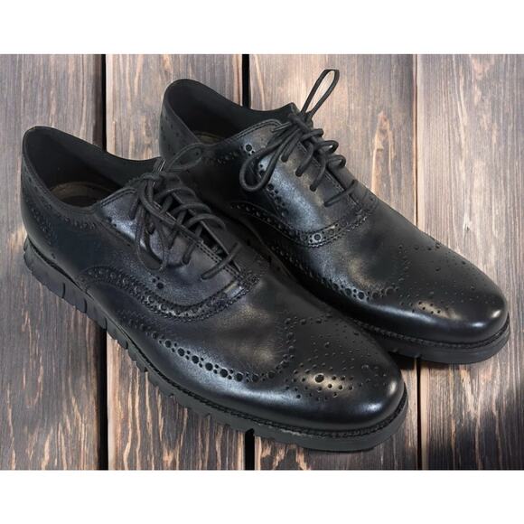 Cole Haan ZeroGrand Black Leather Wingtip Oxford Dress Shoes Mens 13 Fast Ship main image 4